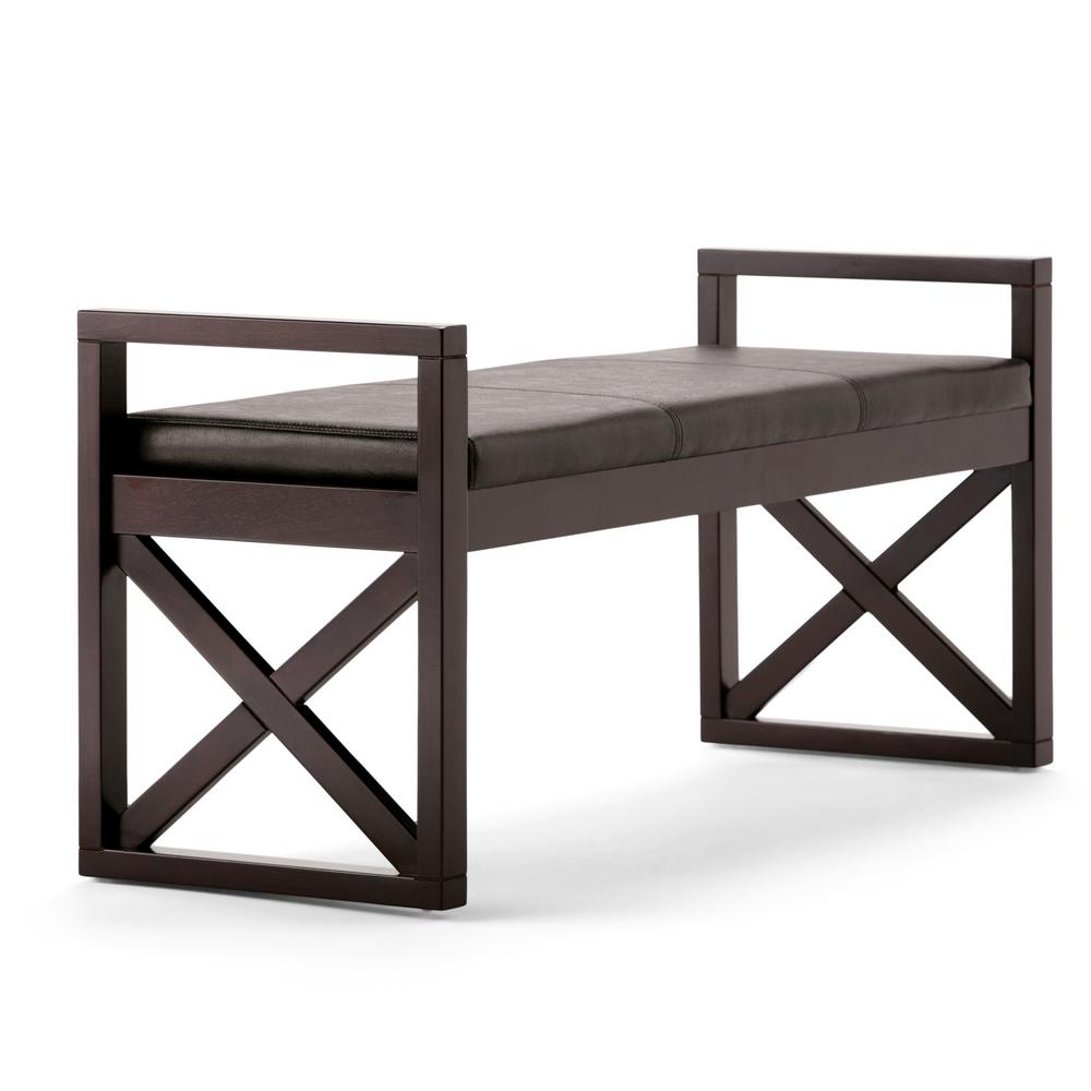 Simpli Home Rockchapel Distressed Brown Bench3AXCOT253DBR The Home