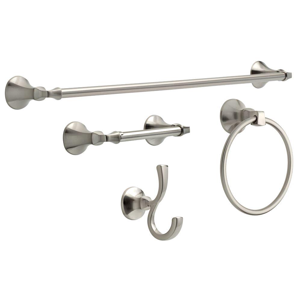 Nickel Bath Hardware Sets Bathroom The Home Depot Mandara 4 Pc Bath Hardware Set In Spotshield Brushed Nickel
