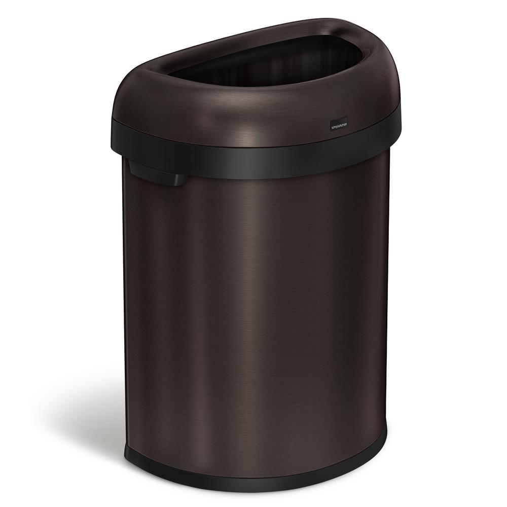 simplehuman 80-Liter Dark Bronze Heavy-Gauge Stainless Steel Semi-Round Open Top... by simplehuman