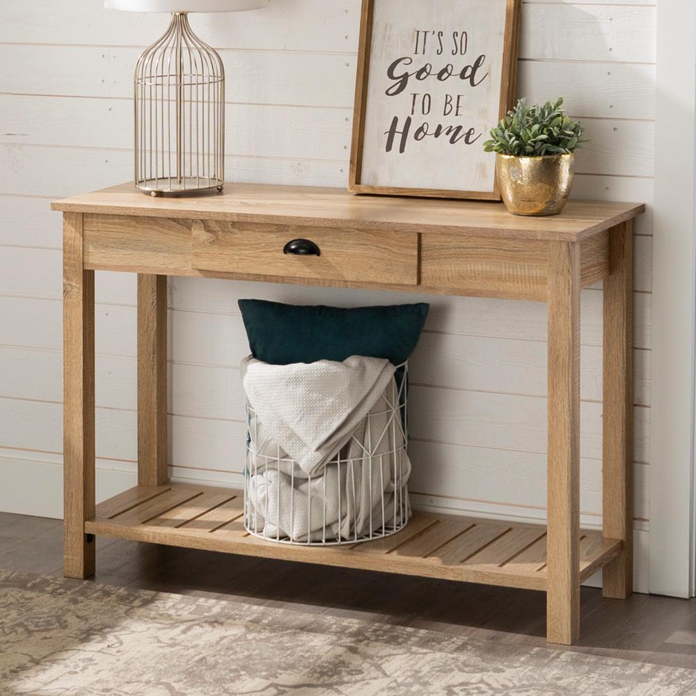Walker Edison Furniture Company 48 In Country Style Entry Console 48 In Country Style Entry Console Table Natural