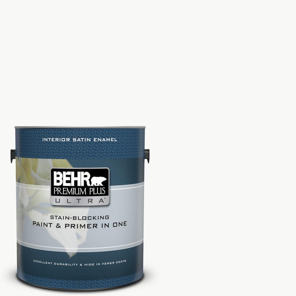 Behr Premium Plus Ultra 1 Gal Pure White Satin Enamel Behr Premium Plus Ultra 1 Gal Pure White Satin Enamel Interior Paint And Primer In One