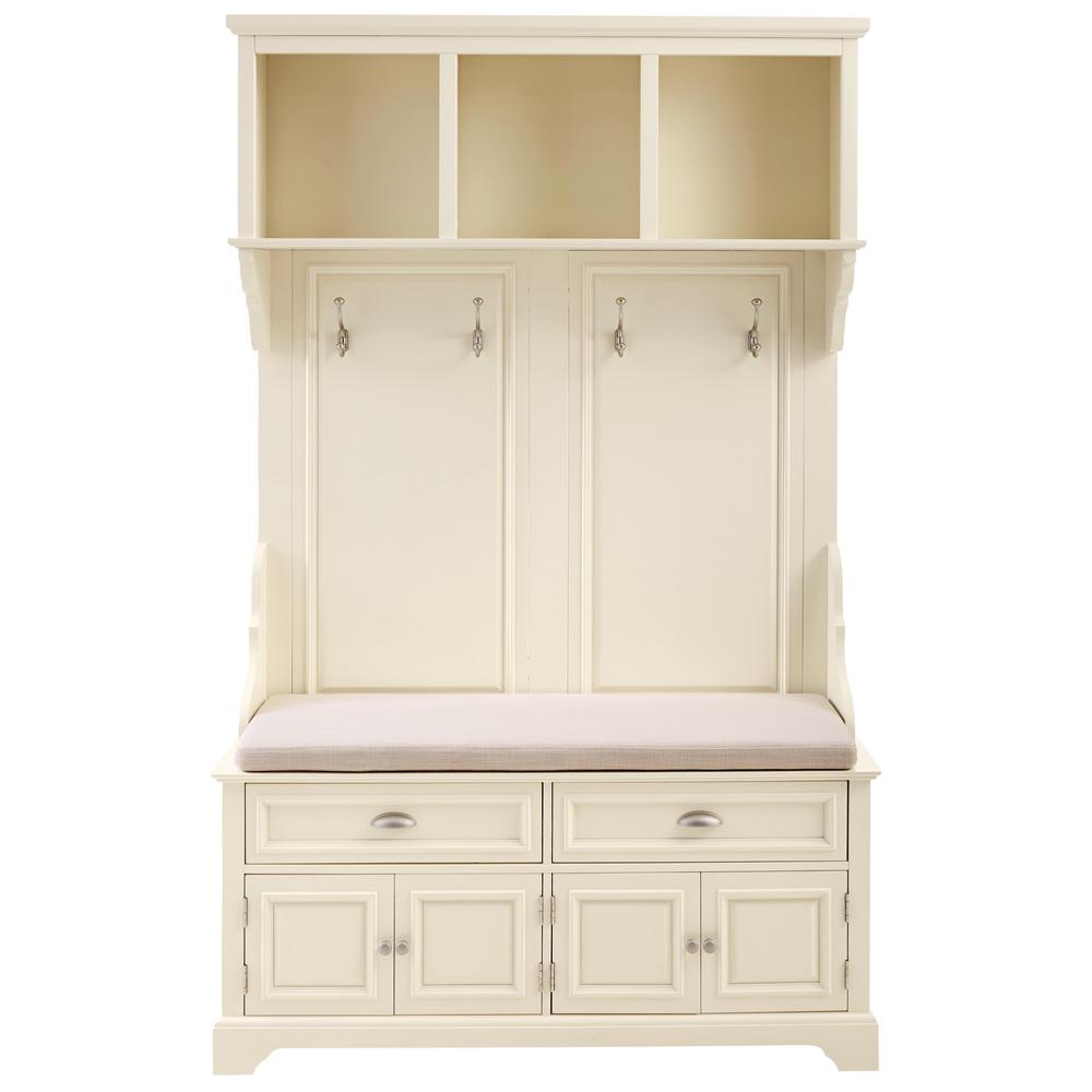 White Cubbies Hall Trees Entryway Furniture The Home Depot Sa Ivory Double Hall Tree