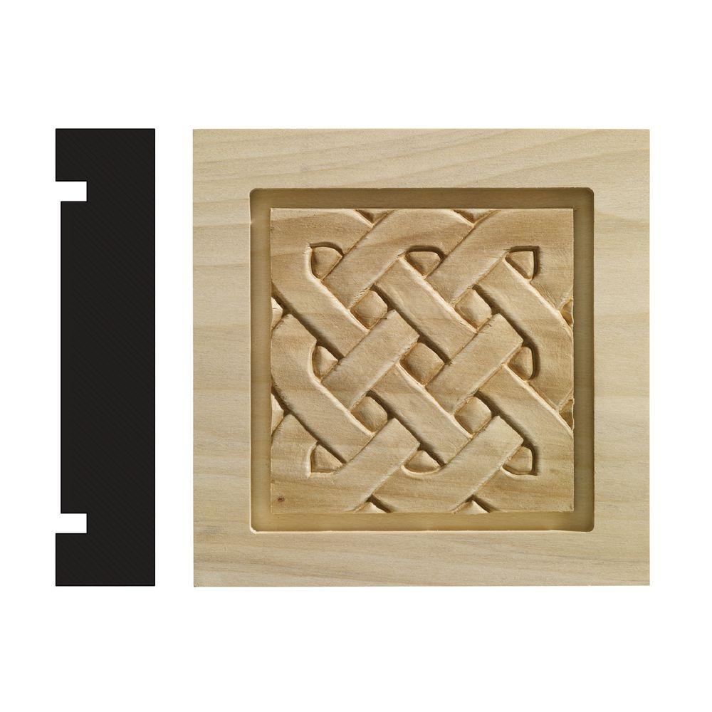 Ornamental Mouldings Celtic Collection 1-3/16 in. x 5-1/2 in. x 5-1/2 in. White Hardwood Casing Door and Window Corner Block Moulding