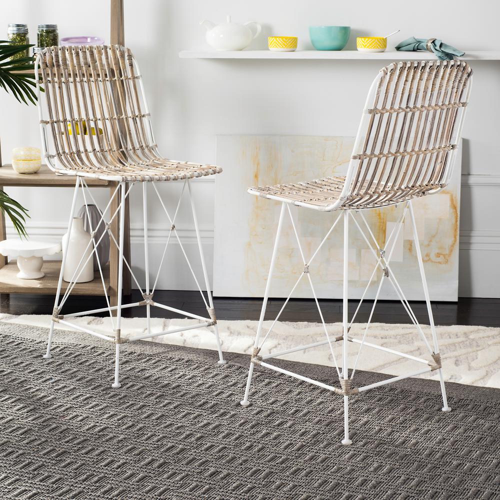 Safavieh Minerva 23 6 In Wicker Counter Stool White Wash Wicker Counter Stool In White Wash