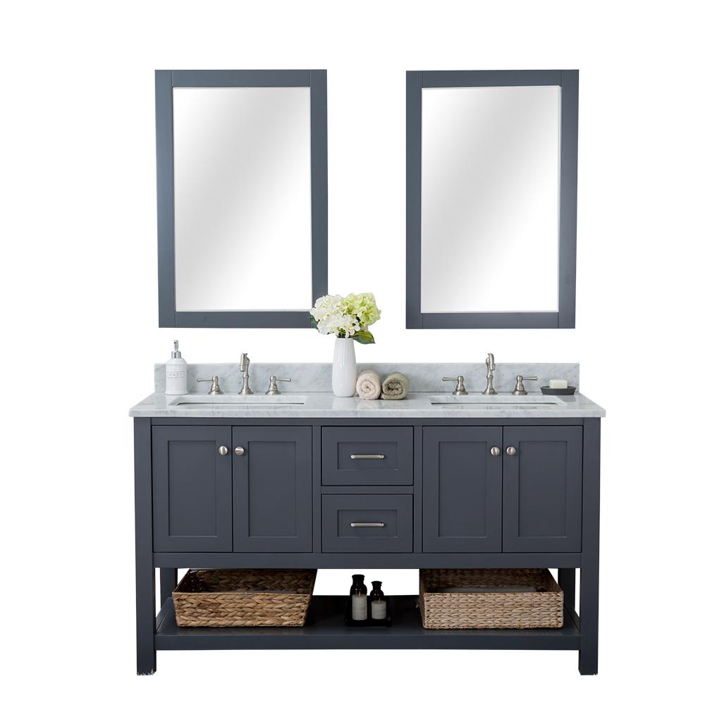Alya Bath Wilmington 60 In W X 34 2 H 22 D Vanity Espresso With Marble Top White Basin
