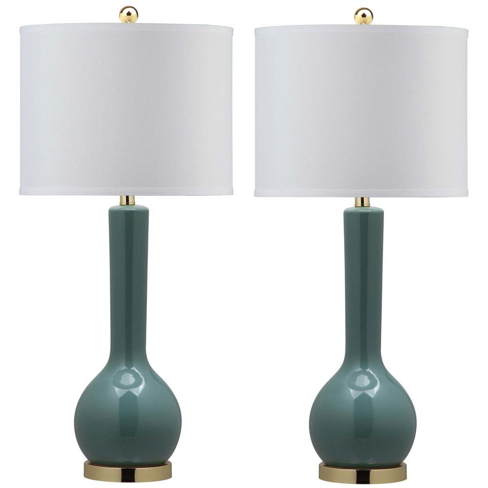 Safavieh Mae 30.5 in. Marine Blue Long Neck Ceramic Table Lamp (Set of