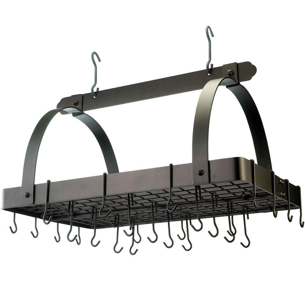 Pot Racks Kitchen Storage Organization The Home Depot Oiled Bronze Pot Rack With