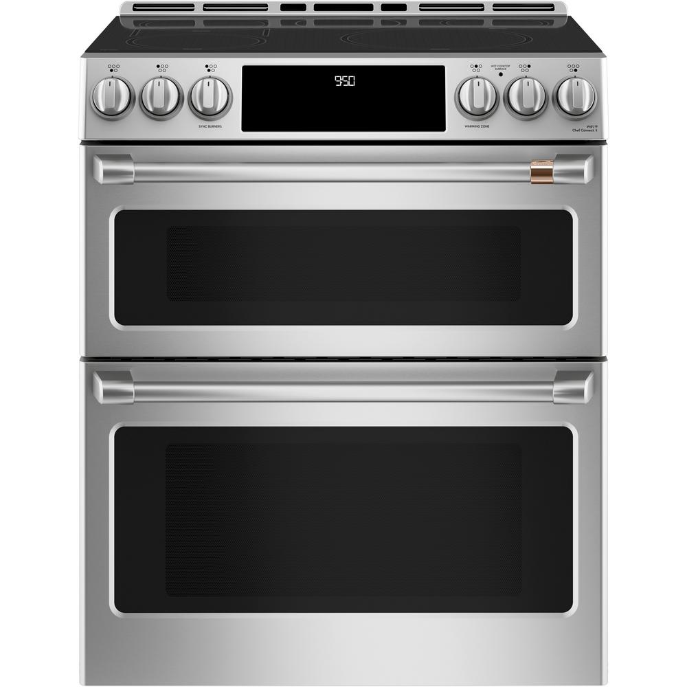 6.7 cu. ft. Smart Slide-In Double Oven Induction Range with Self-Cleaning and Convection Lower Oven in Stainless Steel