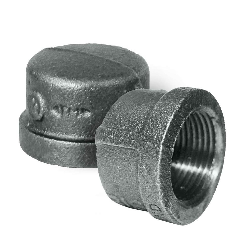 The Plumber's Choice 3/4 in. x 1 in. L Black Malleable Iron Pipe Cap