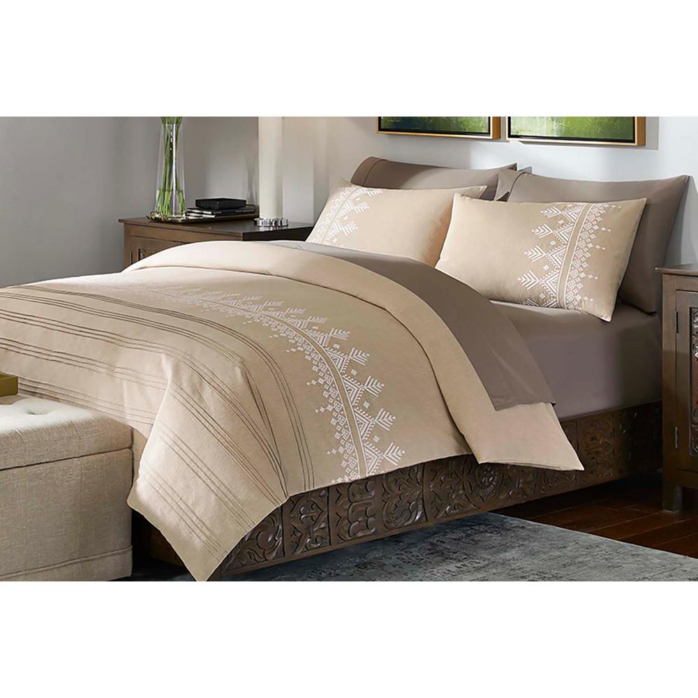 Home Decorators Collection Roanne 3 Piece Khaki Embroidered King