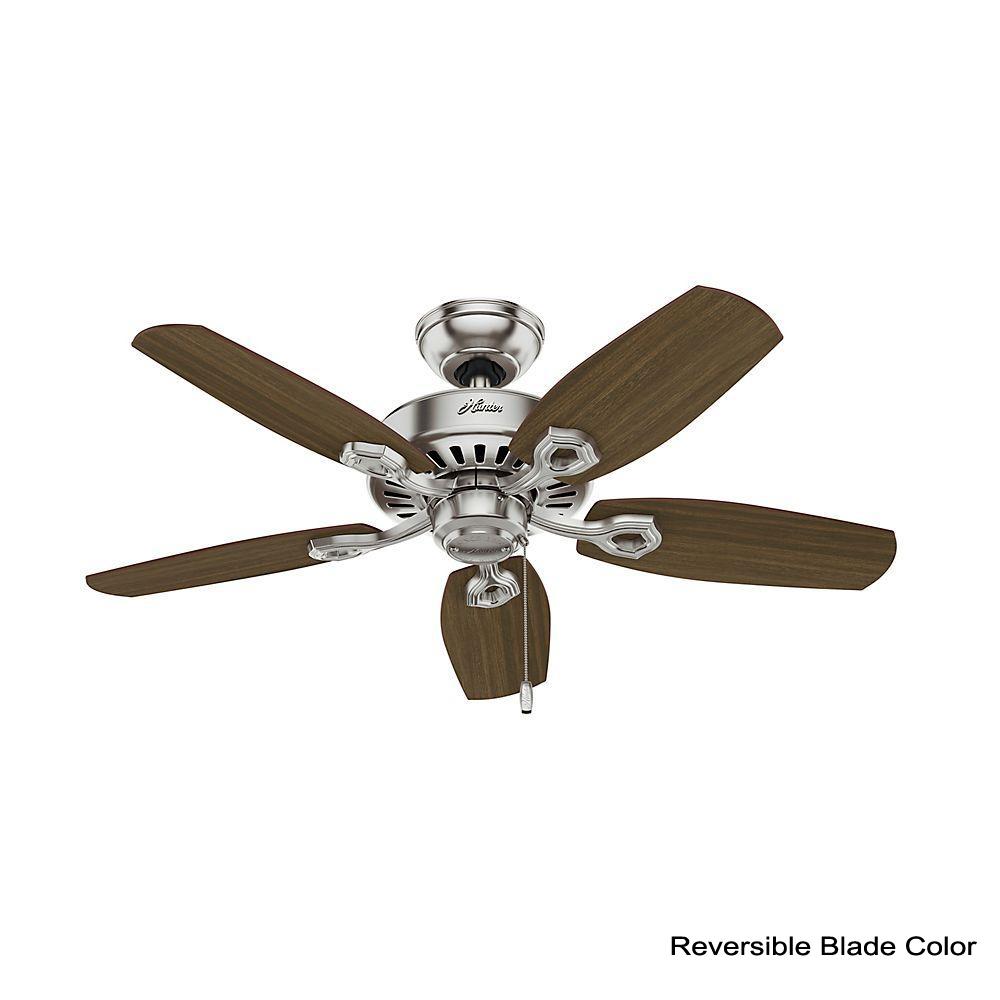 Hunter 42 In Indoor Brushed Nickel Builder Small Room Ceiling Fan With Light Kit