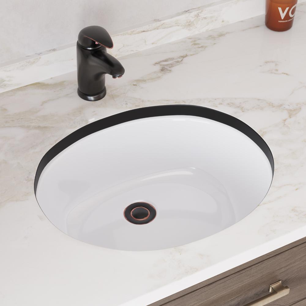 MR Direct 19 in. Undermount Bathroom Sink in White with Black SinkLink