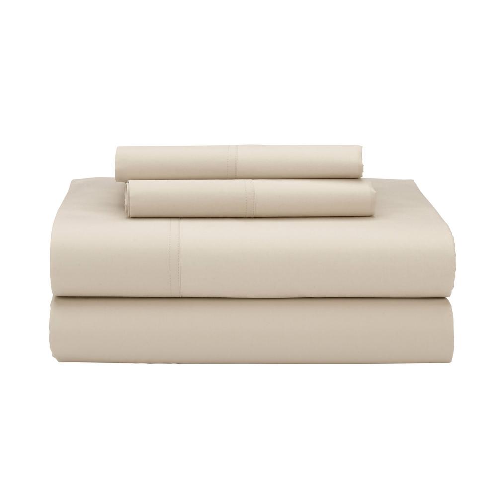 The Company 4 Piece Oatmeal 400 Thread Count Supima Percale The Company 4 Piece Oatmeal 400 Thread Count Supima Percale Full Sheet Set