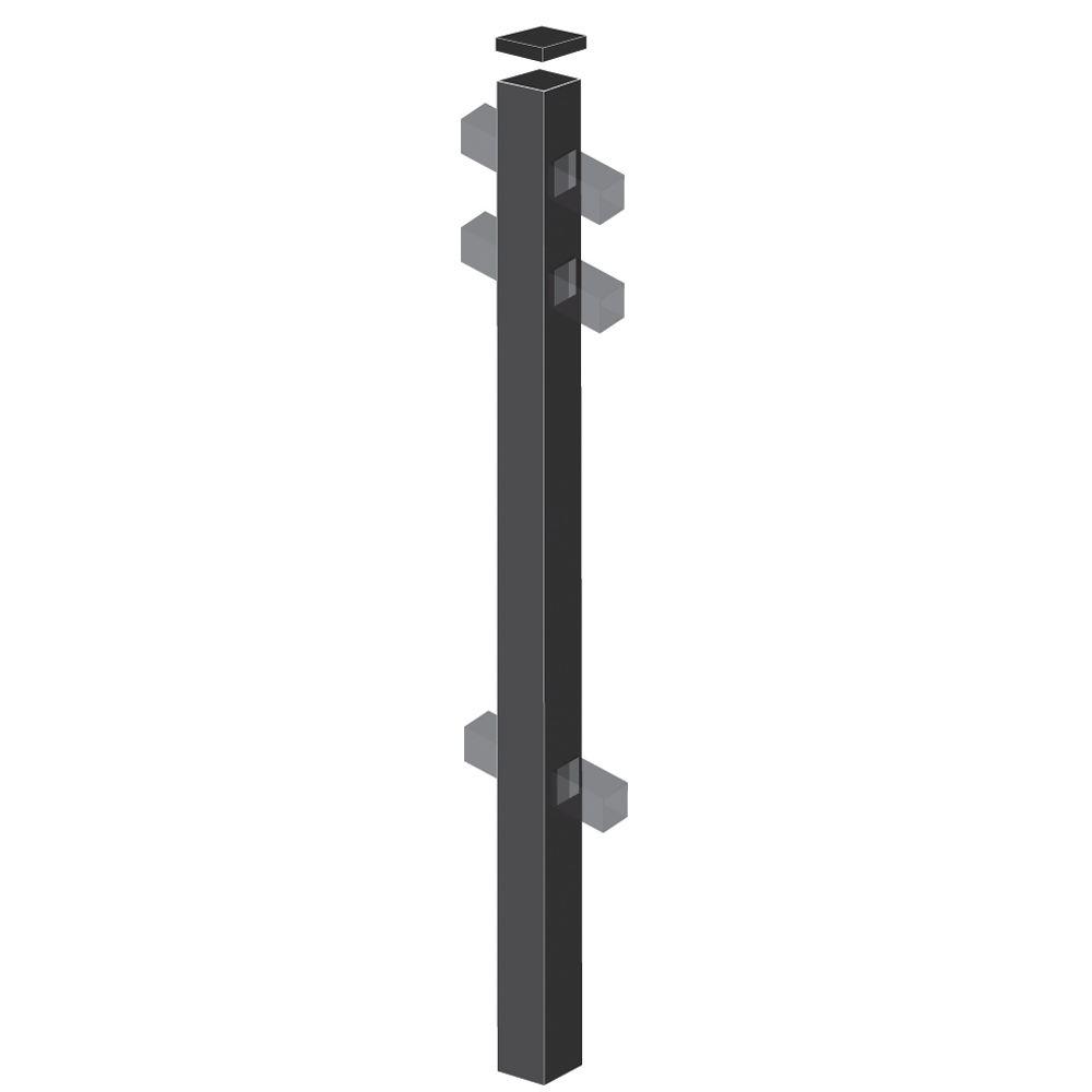 TuffBilt Cascade HeavyDuty 21/2 in. x 21/2 in. x 57/8 ft. Black Aluminum Fence Line Post