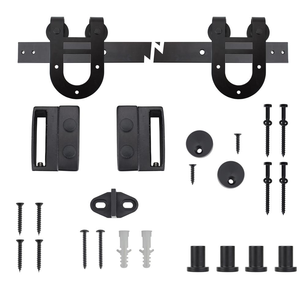 Everbilt 72 in. Black Horseshoe Sliding Barn Door Track and Hardware