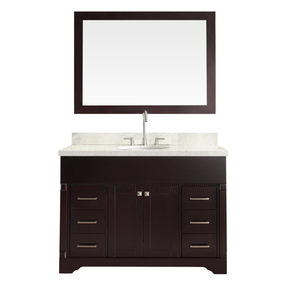 Ariel Stafford 49 in. Vanity in Espresso with Quartz Vanity Top in