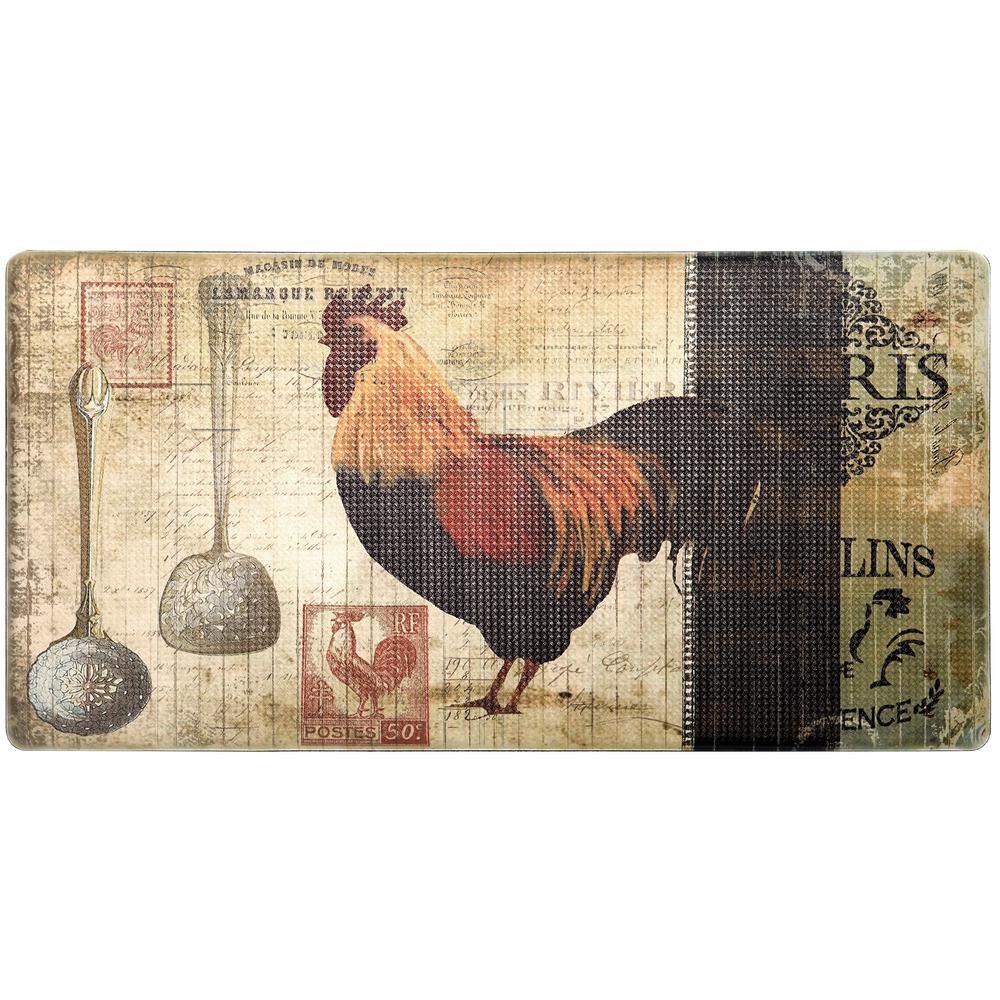 Nicole Miller Cook N Comfort Multi Paris Rooster 20 In X 39 Kitchen Mat
