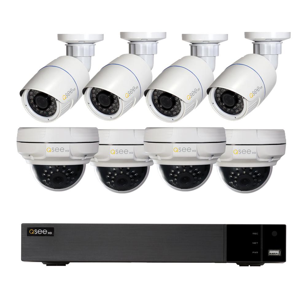 QSEE 8Channel 4MP IP Indoor/Outdoor Surveillance 2TB NVR System with