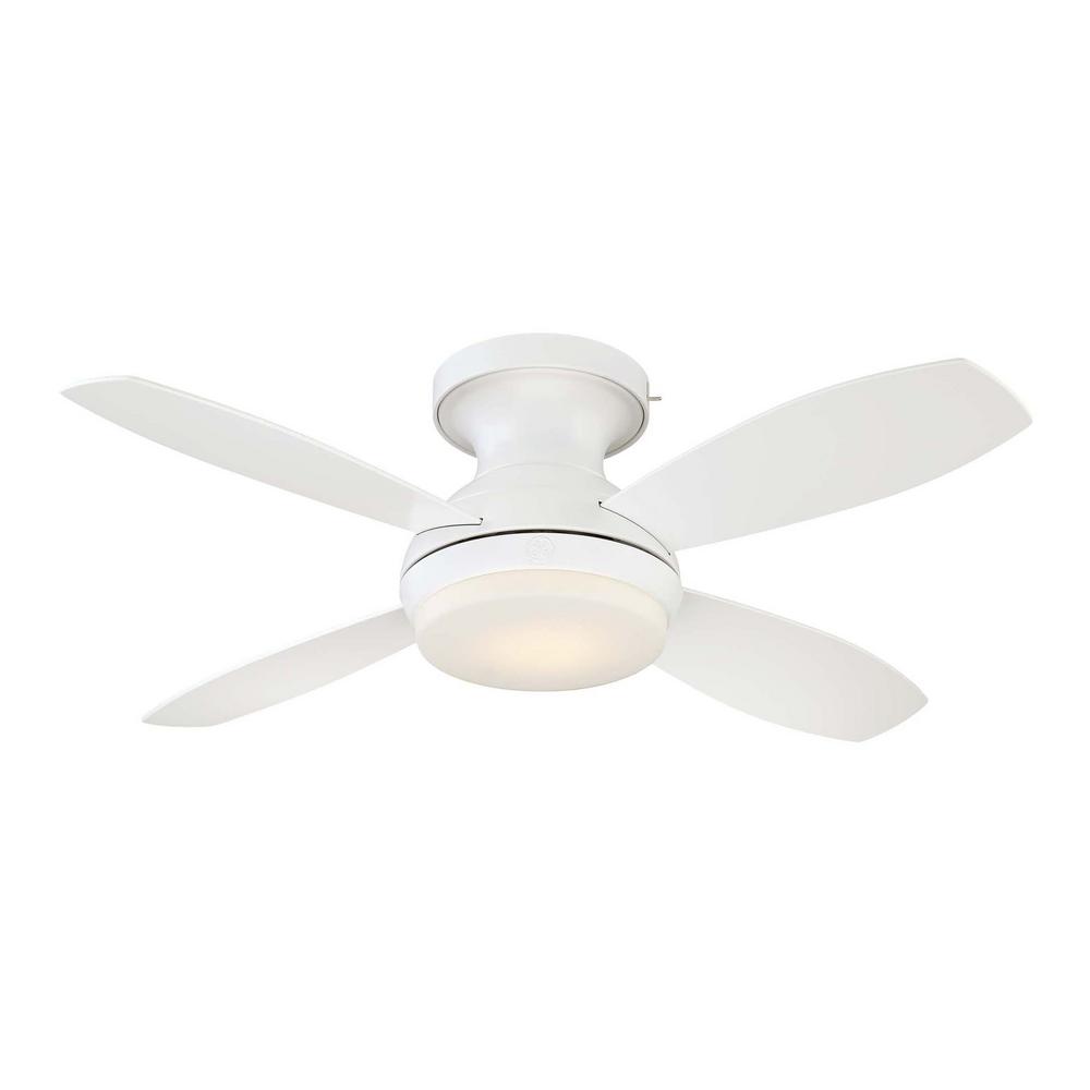 Ge Kinsey 44 In Led Indoor White Ceiling Fan With Skyplug Technology With Remote Control