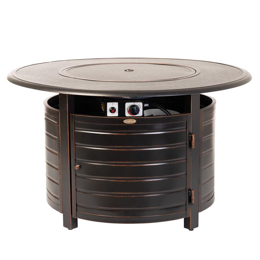 Fire Pits Outdoor Heating The Home Depot Finn 42 In X 24 Round Aluminum Propane Fire Pit