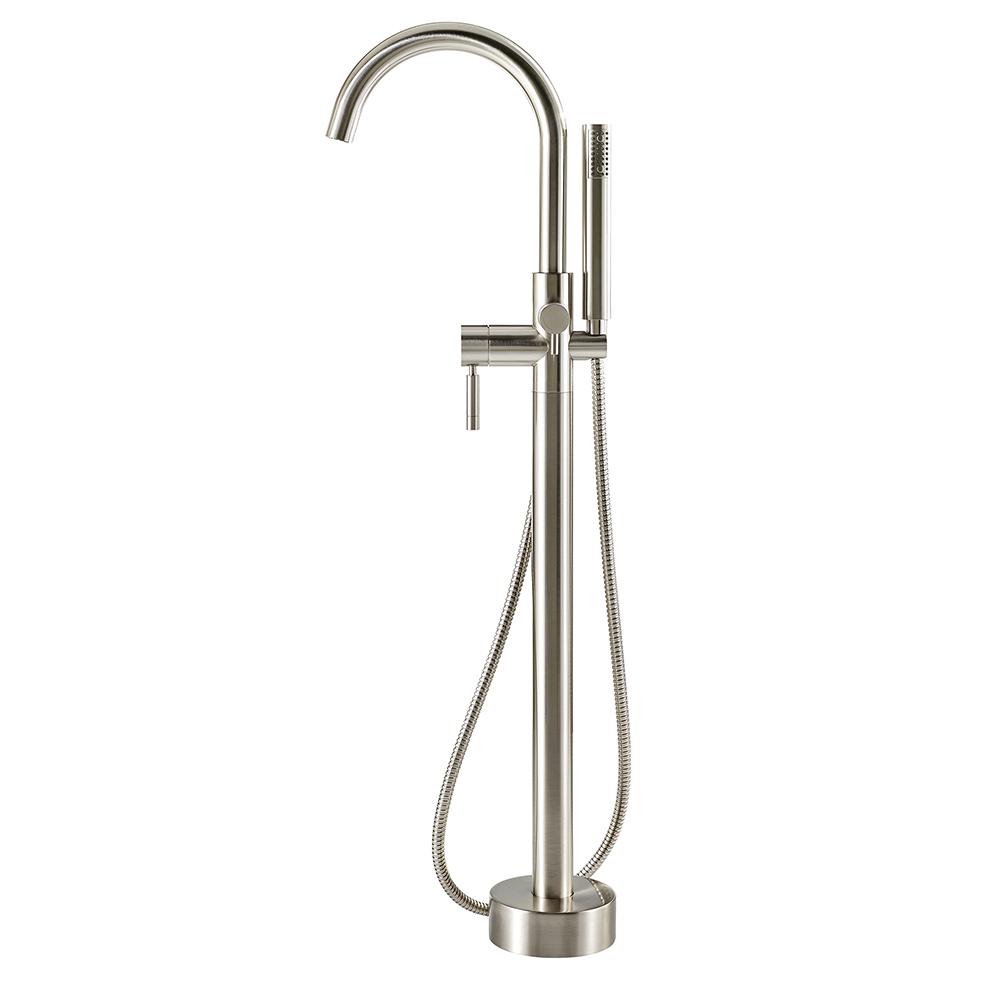 Ove Decors Athena Single Handle Floor Mounted Roman Tub Faucet With Hand Shower In Brushed Nickel