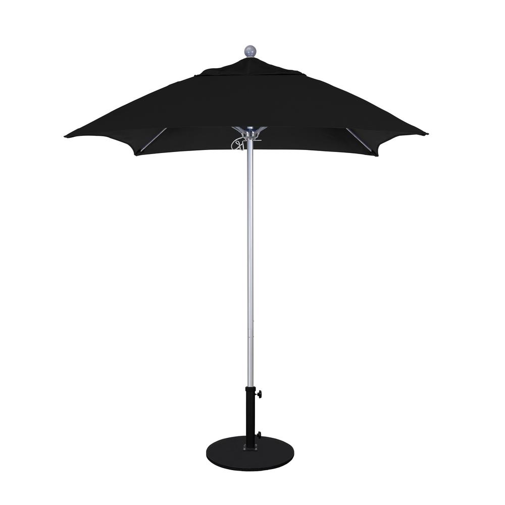 California Umbrella 6 Ft Silver Anodized Aluminum Pole Market Fiberglass Ribs Push Lift Patio Umbrella In Black Sunbrella Alto604002 5408 The Home Depot