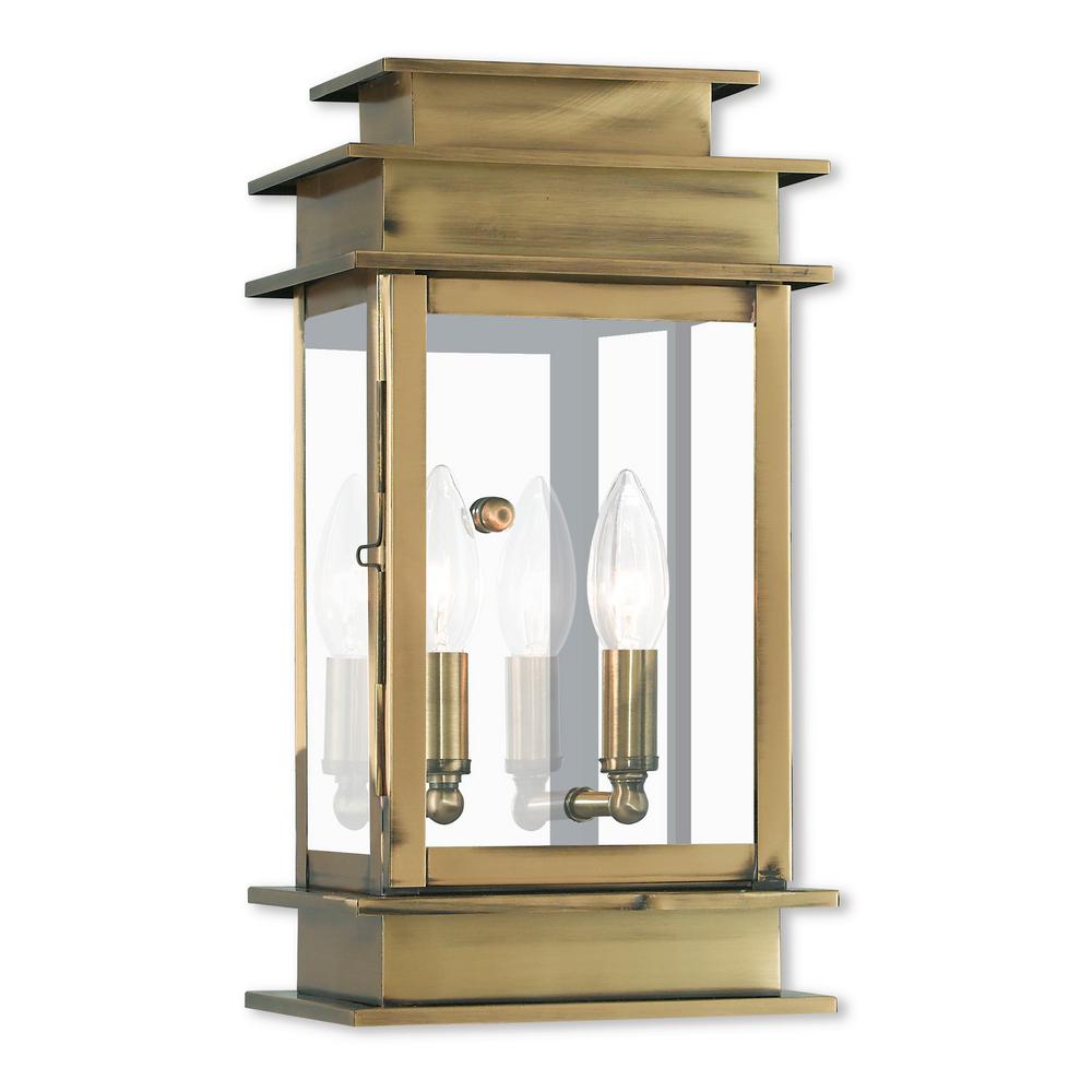 Livex Lighting Princeton 2Light Antique Brass Outdoor Wall Mount Lantern201401 The Home Depot