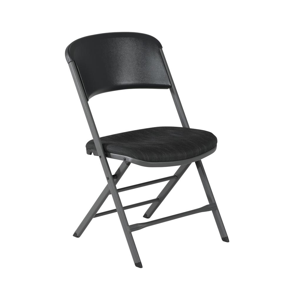 Lifetime Charcoal Gray Fabric Padded Seat Folding Chair-80621 - The
