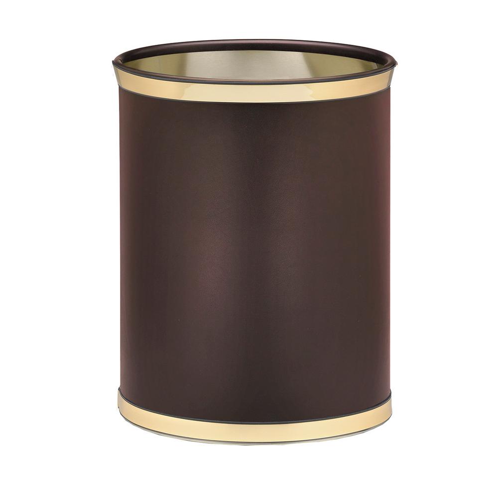 Kraftware Sophisticates 13 Qt. Brown and Polished Brass Oval Waste