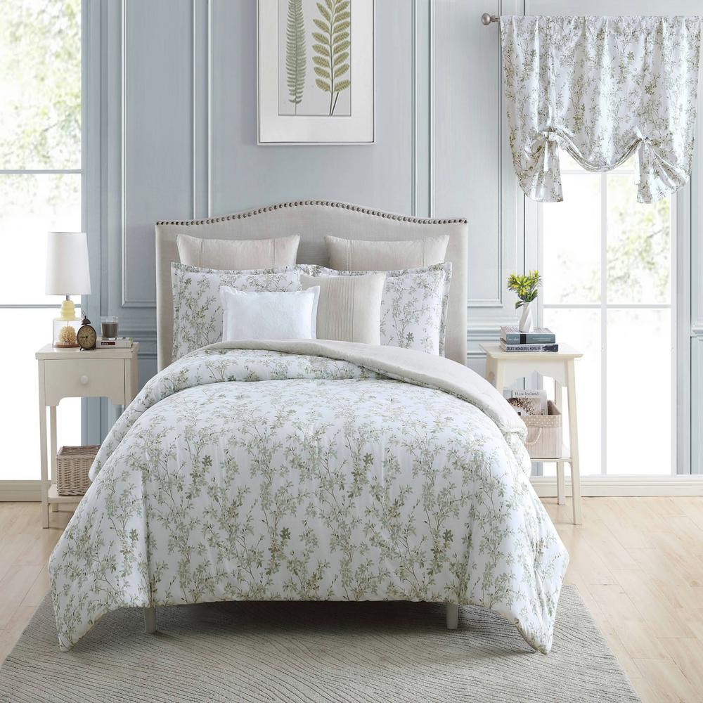 Laura Ashley Lindy Green Cotton 7-Piece Full/Queen Comforter Set