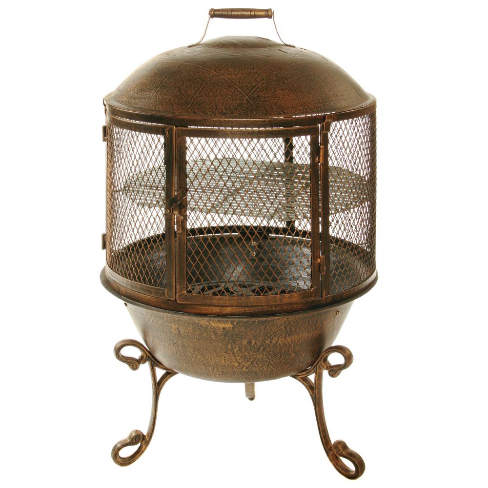62 inch Feast Chimenea with 360° Fire View BBQ Grill Log Grate and Full Sides...