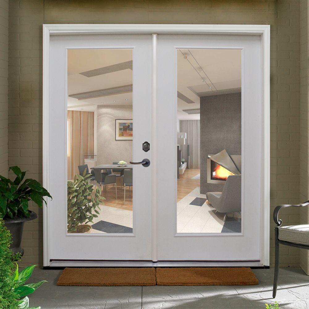 Steves Sons 60 In X 80 In Retrofit Prehung Left Hand Inswing Primed White Steel Patio Door