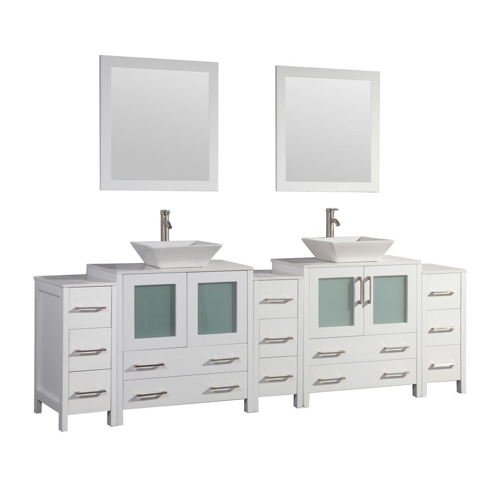 Vanity Art 96 In W X 18 5 D 36 H Bathroom White With Double Basin Top Ceramic And Mirrors