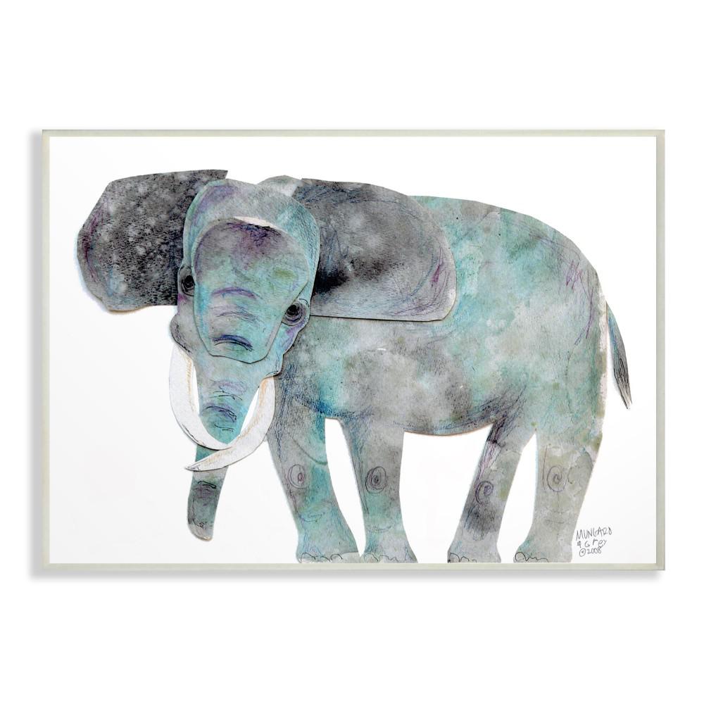13 In X 19 Watercolor Cutout Collage Elephant By Marley Ungaro Printed Wood Wall Art