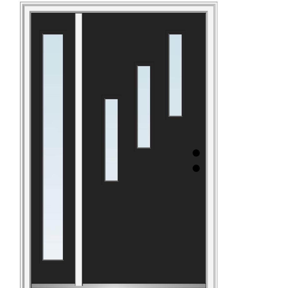 Mmi Door 53 In X 81 75 In Davina Clear Low E Glass Left Hand 3 Lite Modern Painted Steel Prehung Front Door With Sidelite Z0352169l The Home Depot