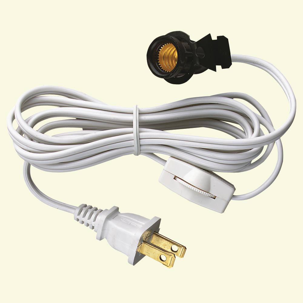 Commercial Electric 6 ft. White Candelabra Base Socket and Cord Switch