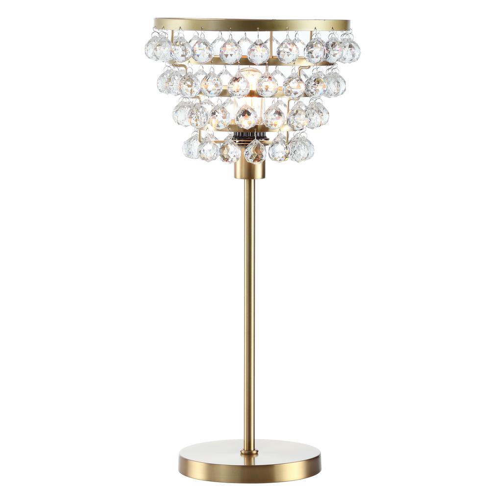 Buckingham 25 In Brass Gold Clear Crystal Metal Table Lamp