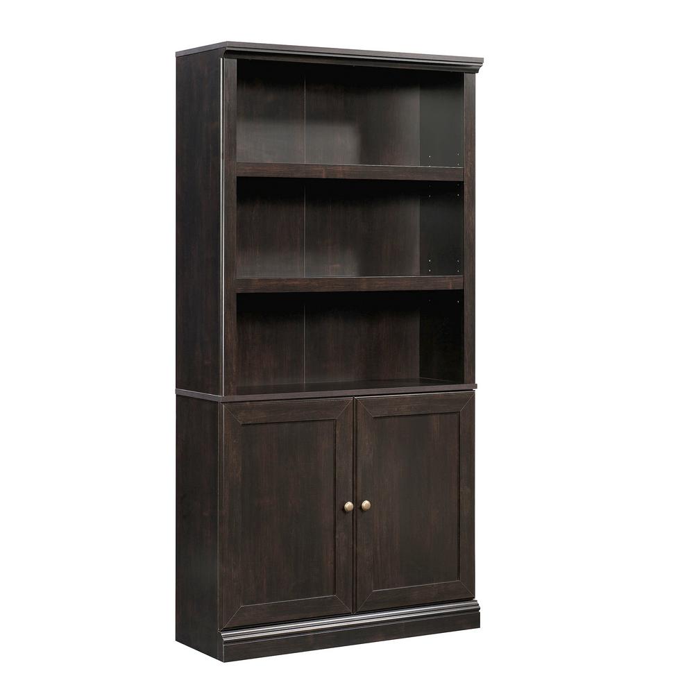 Sauder Estate Black 5 Shelf Bookcase With Doors 426412 The Home Depot