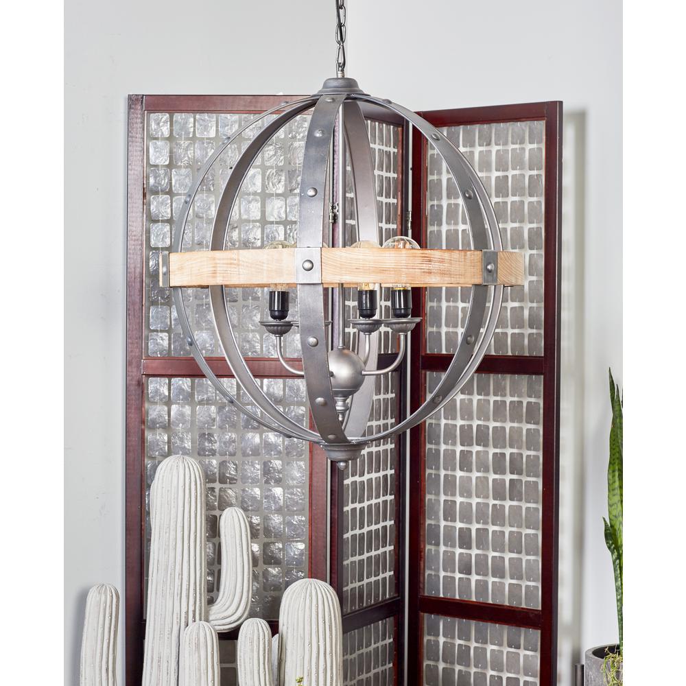 68 inch Black Pendant Lamp with 4-Bulb Bases and Ball-Shaped Outer Frame