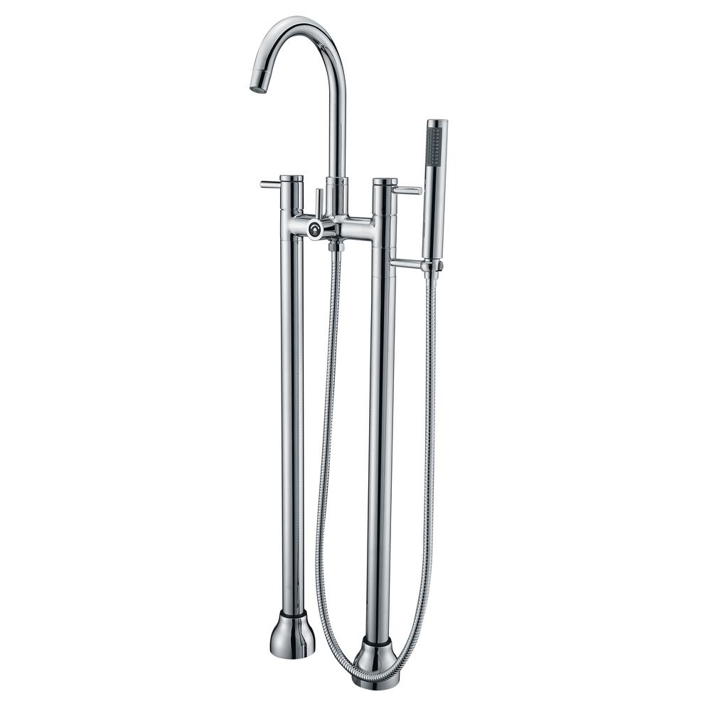 ANZZI Sol Series 3Handle Freestanding Claw Foot Tub Faucet with Hand