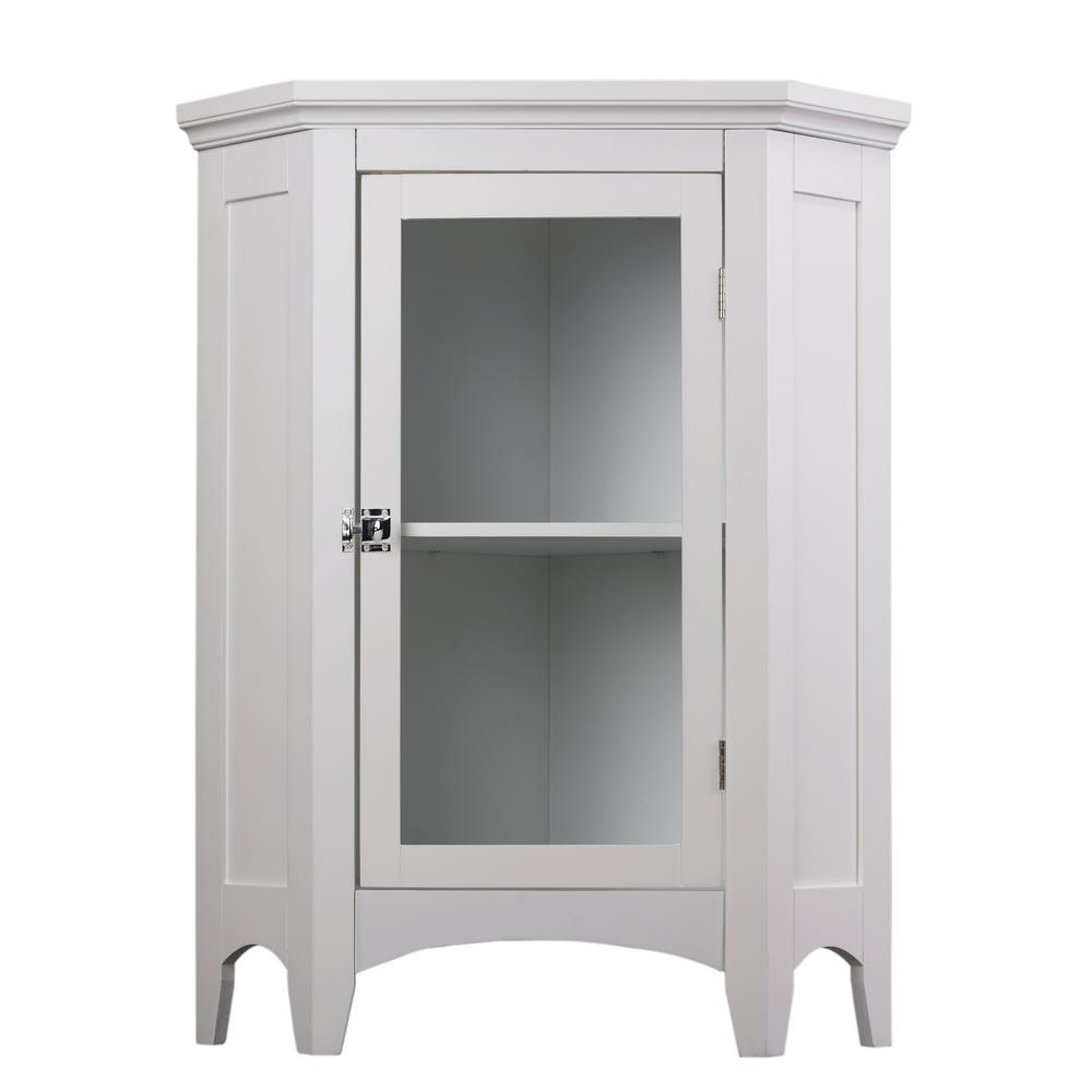 Elegant Home Fashions Wilshire 27 7 8 In W X 32 In H X 16 1 8 In D Corner Bathroom Linen Storage Floor Cabinet In White Hd17077 The Home Depot