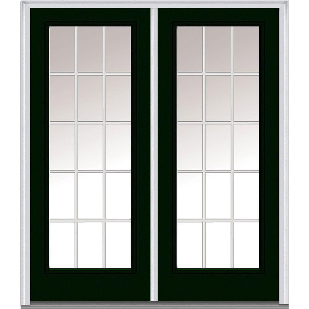 Mmi Door 64 In X 80 White Internal Grilles Right Hand Inswing Full Lite Clear Painted Fiberglass Smooth Prehung Front