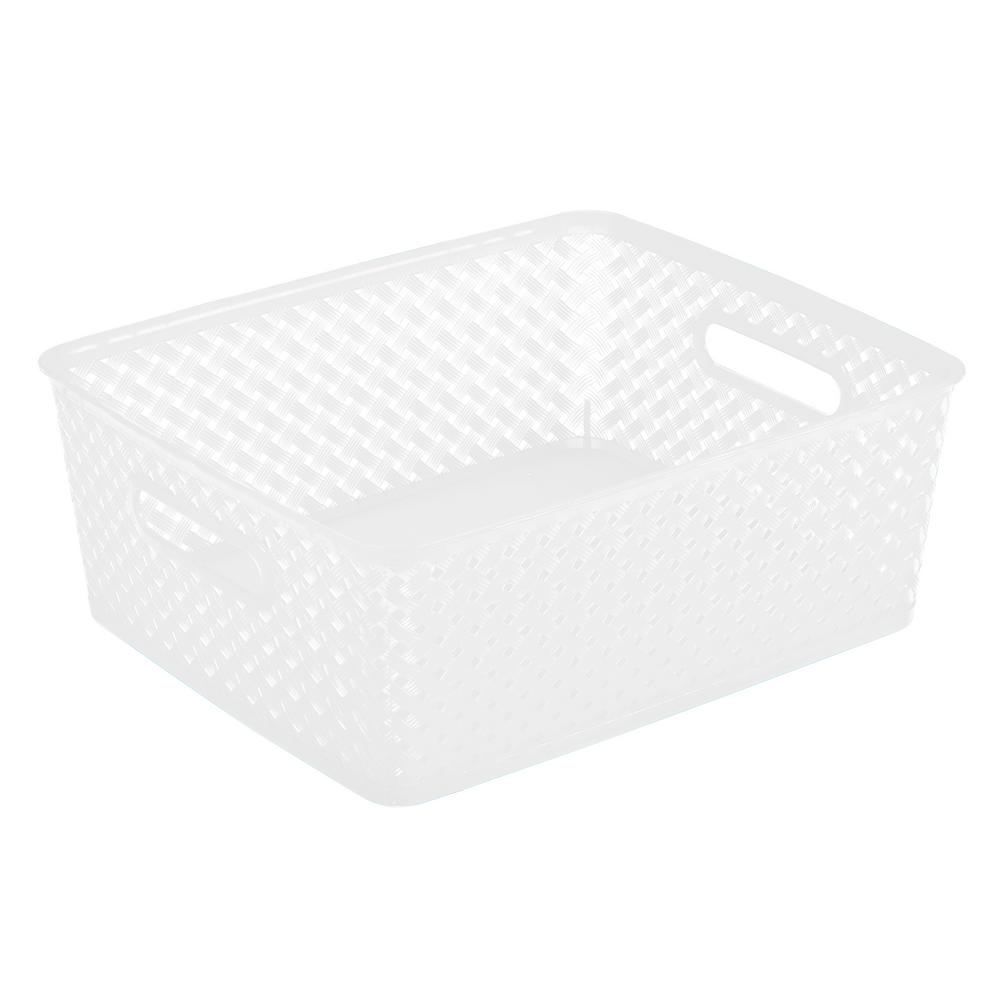 Simplify 14 In X 11 5 15 Medium Resin Wicker Storage Bin White