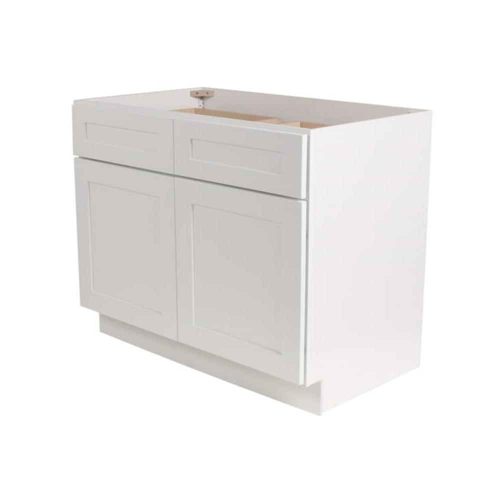 Brookings Ready To Assemble 42 X 34 5 X 24 In Base Cabinet Style 2 Door With 2 Drawer In White