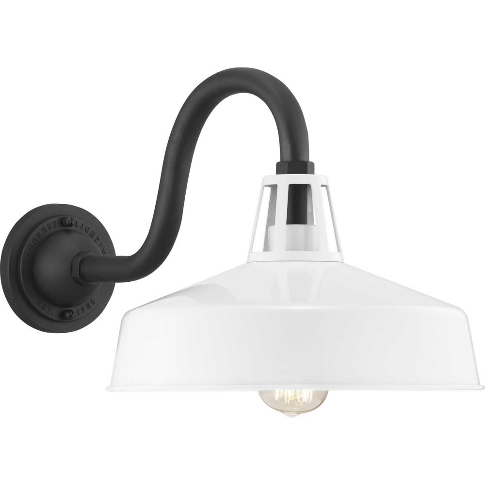 Progress Lighting Cedar Springs Collection 1 Light White Outdoor Wall Mount Barn Sconce Latern