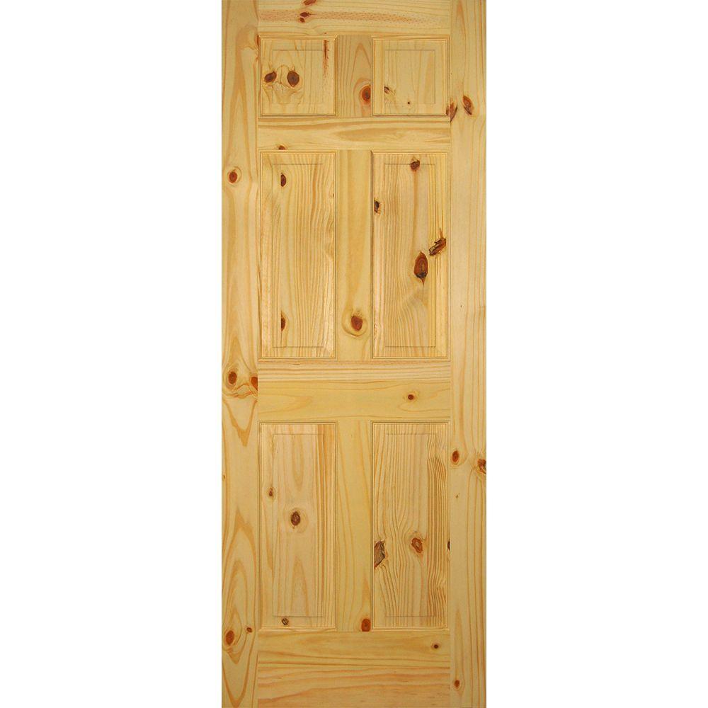 Builders Choice 30 in. x 80 in. 6-Panel Solid Core Knotty Pine Single