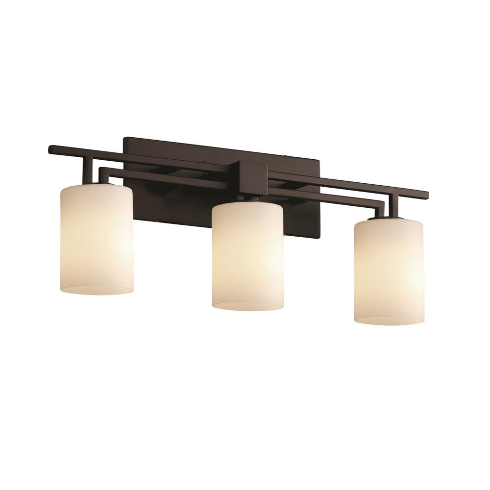 Justice Design Fusion Aero 3 Light Matte Black Bath With Opal Shade Justice Design Fusion Aero 3 Light Matte Black Bath With Opal Shade