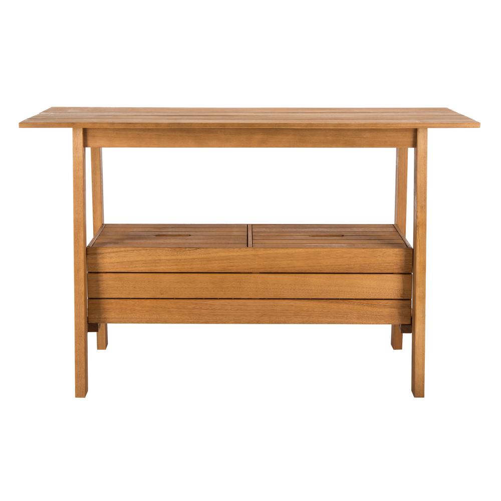 Safavieh Bertie Natural Brown Wood Outdoor Serving Bar Pat7035a
