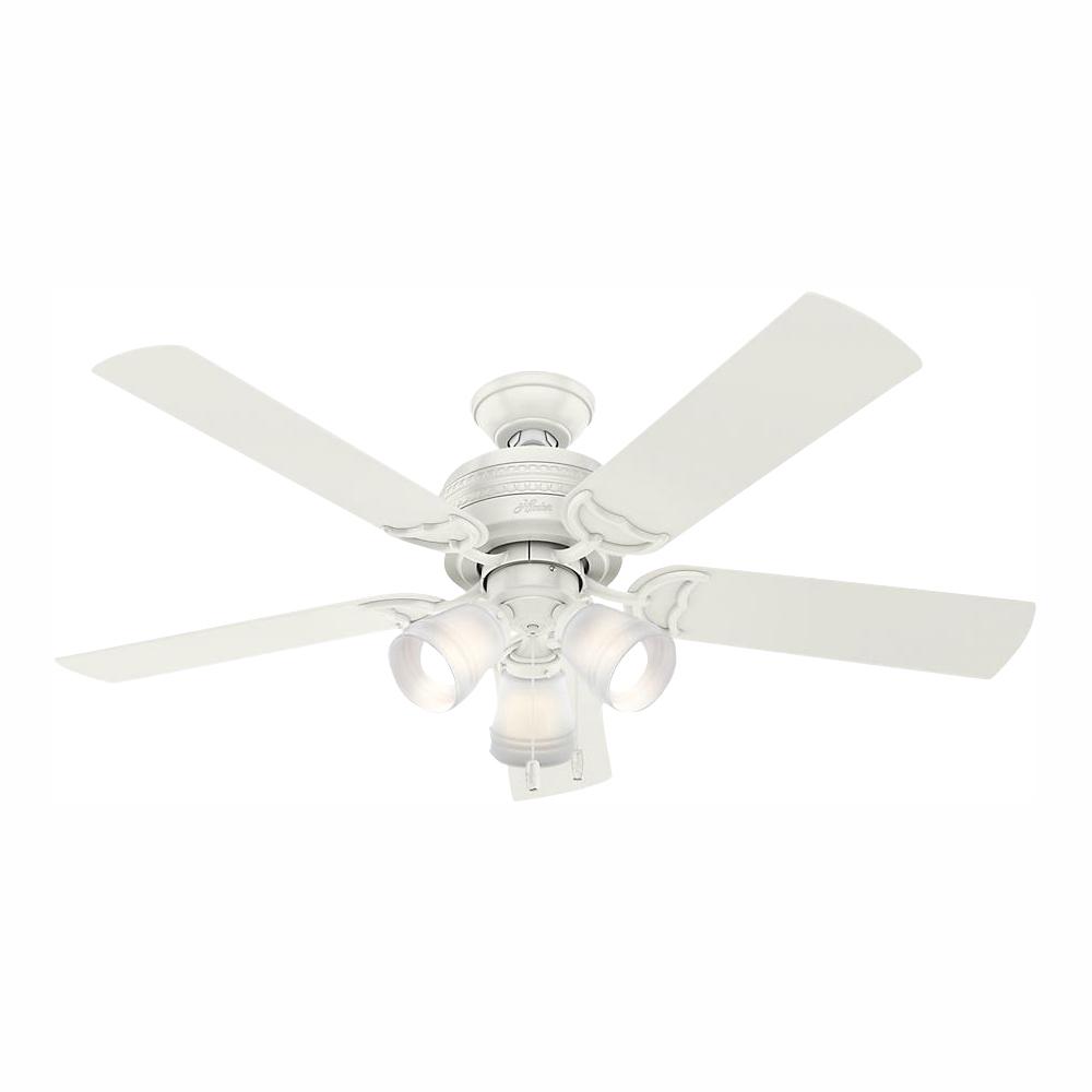 Hunter Prim 52 In Led Indoor 3 Light Fresh White Ceiling Fan