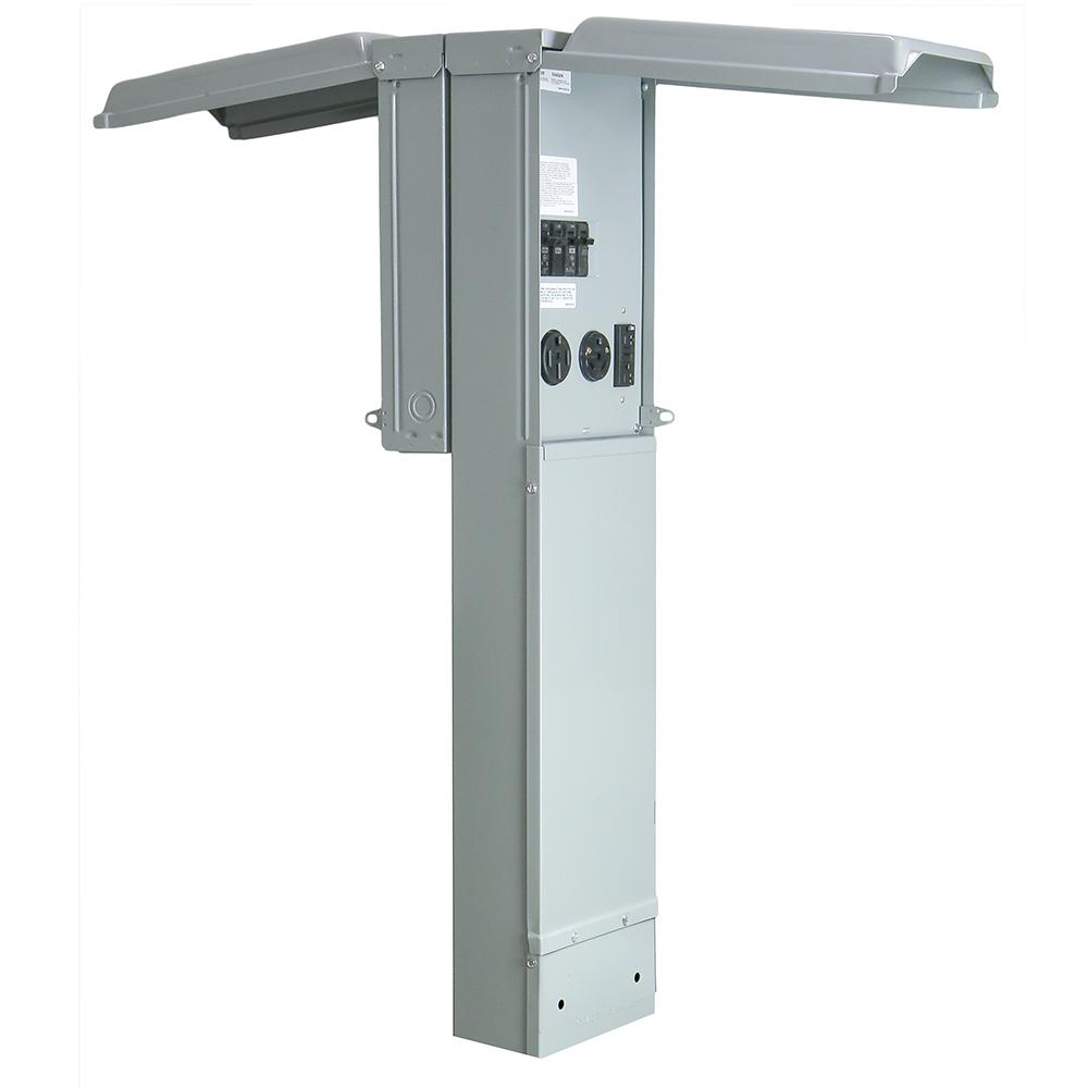 GE RV Pad Mount Pedestal with Back to Back Dual 100 Amp 120/240Volt